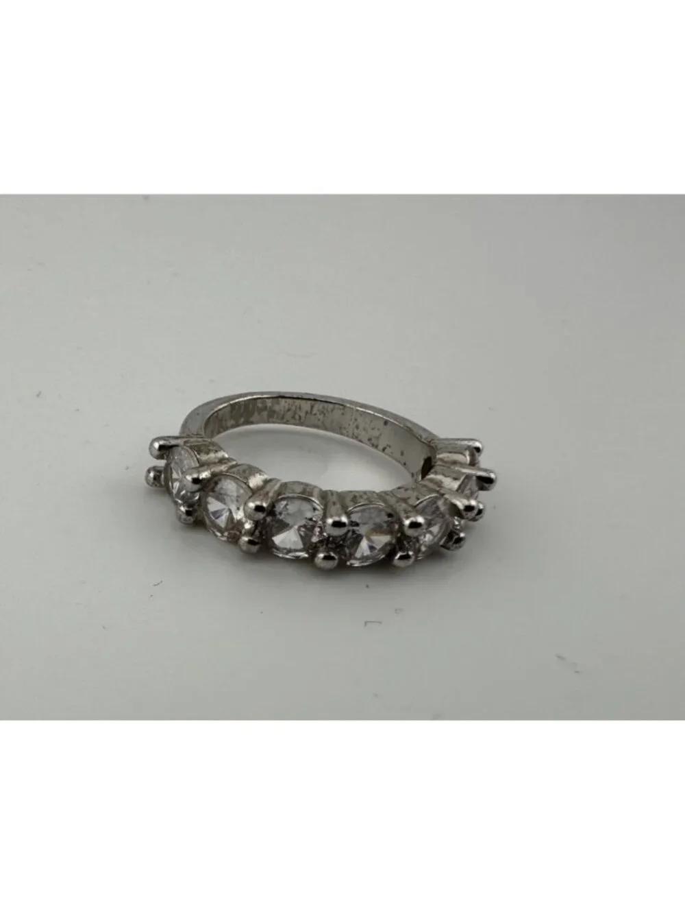 Statement Stackable Emerald Cut Aqua Zincon Silver-Tone Rings Size 6